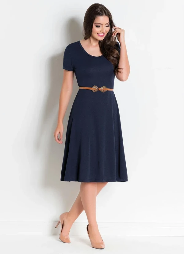 Rosalie - Vestido com Manga Curta Marinho 4