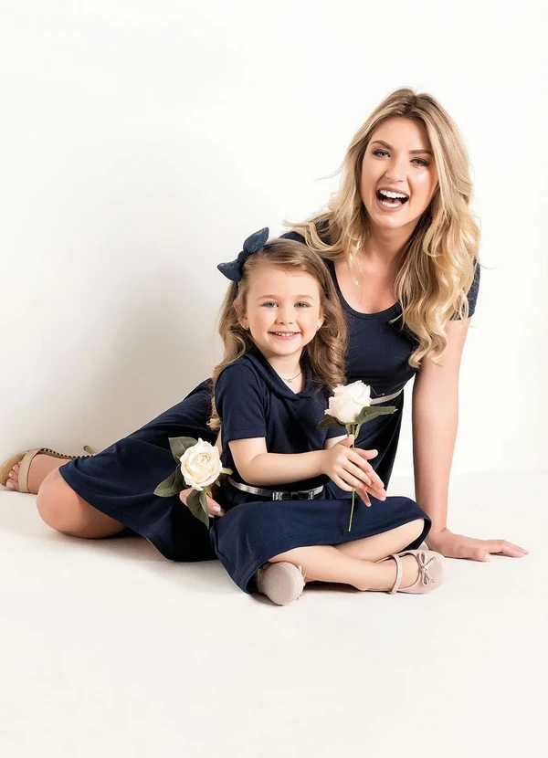 Rosalie - Vestido com Manga Curta Marinho 6