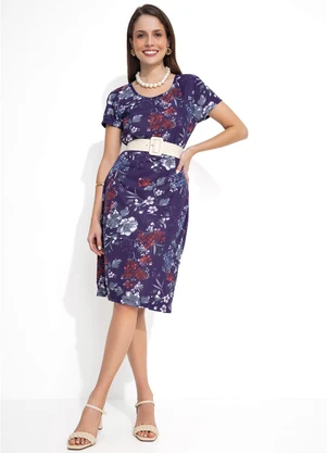 Rosalie - Vestido Decote Redondo Flores - ROSALIE