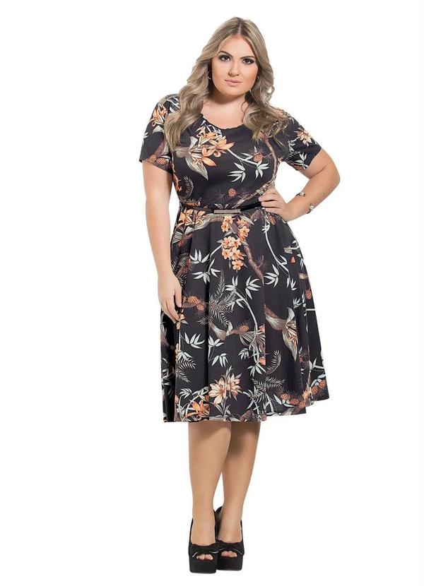 Rosalie - Vestido Decote Redondo Moda Evangélica Estampado 7