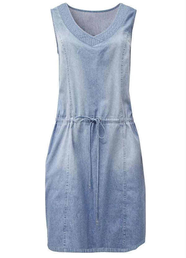 Queima Estoque - Vestido Jeans Azul Claro com Cordão de Ajuste 2