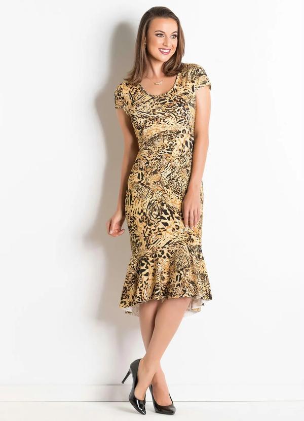 Outlet - Vestido Peplum Onça Moda Evangélica 3