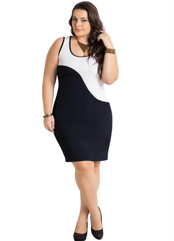 Marguerite - Vestido Curto Bicolor Plus Size Preto e Branco 3