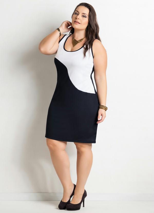 Marguerite - Vestido Curto Bicolor Plus Size Preto e Branco 5