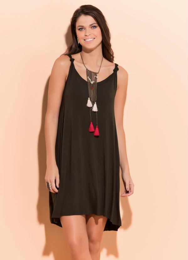 Quintess - Vestido Marrom com Detalhe de Nó