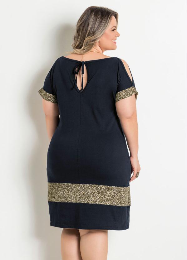 Marguerite - Vestido  Preto com Estampa de Onça Plus Size 2