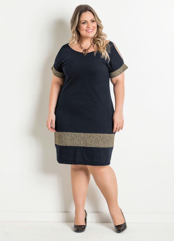 Marguerite - Vestido  Preto com Estampa de Onça Plus Size 4