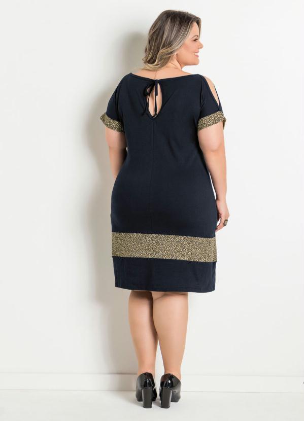 Marguerite - Vestido  Preto com Estampa de Onça Plus Size 5