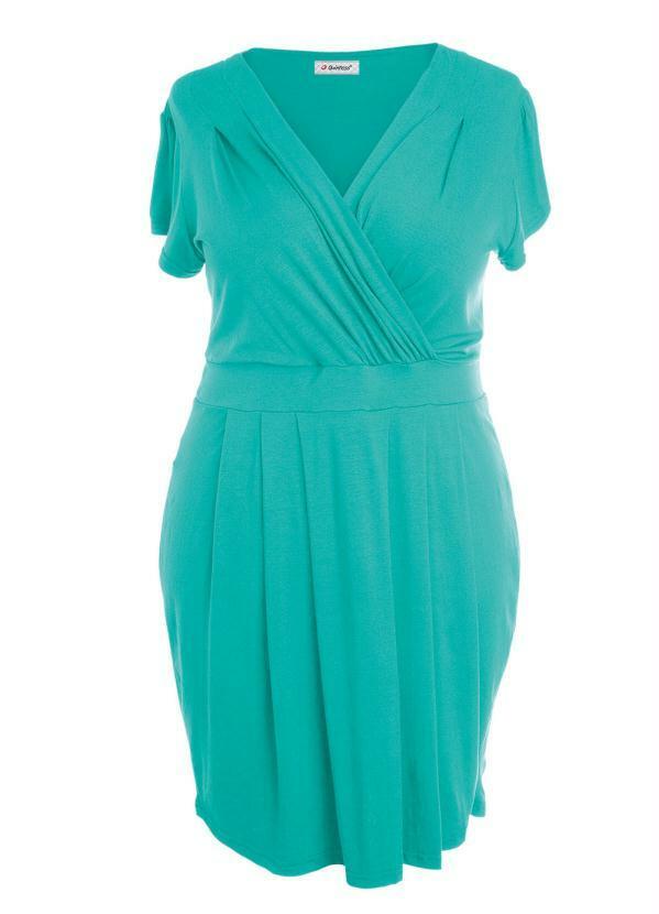 Quintess - Vestido Turquesa com Decote Transpassado 5