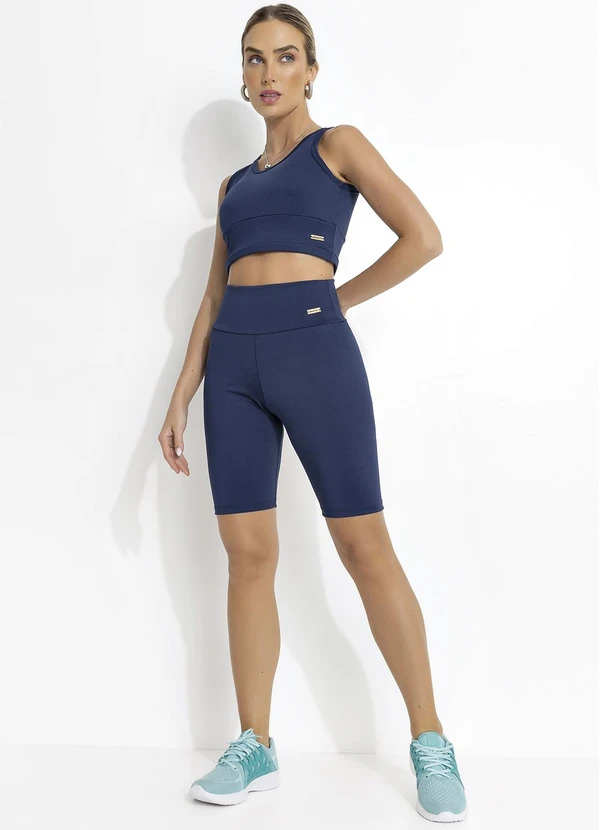 Jancris - Bermuda Azul Marinho em Malha com Elastano 3