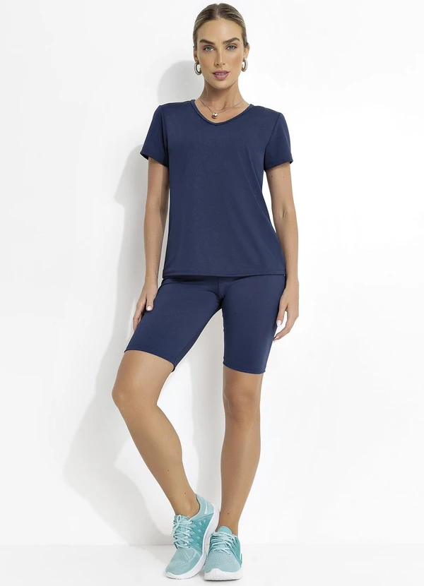 Jancris - Bermuda Azul Marinho em Malha com Elastano 6