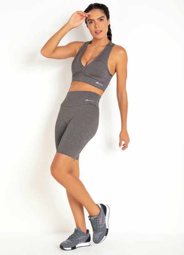 Sawary Fitness - Bermuda Ciclista Cinza com Cós Duplo 3