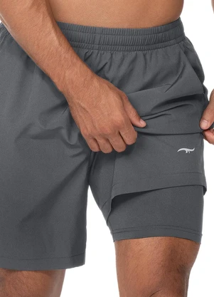 Zee Rucci - Bermuda com Short Interno e Bolso Cinza - ZEE RUCCI