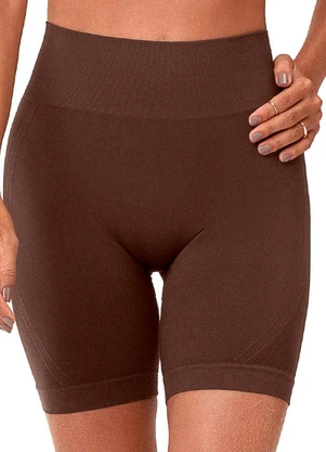 Zee Rucci - Bermuda Fitness Cós Dobrável sem Costura Marrom - ZEE RUCCI