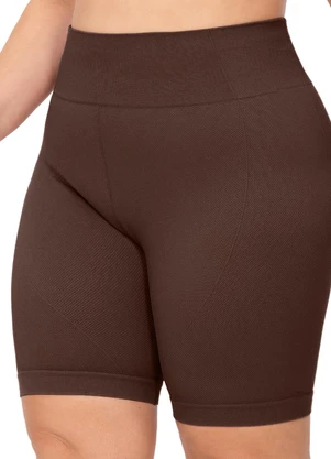 Zee Rucci - Bermuda Plus Size Cós Alto Jacquard Marrom - ZEE RUCCI