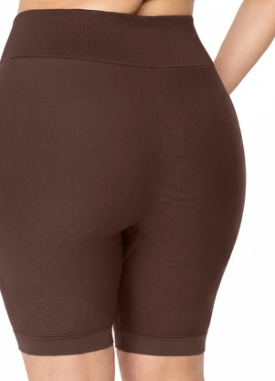 Zee Rucci - Bermuda Plus Size Cós Alto Jacquard Marrom - ZEE RUCCI