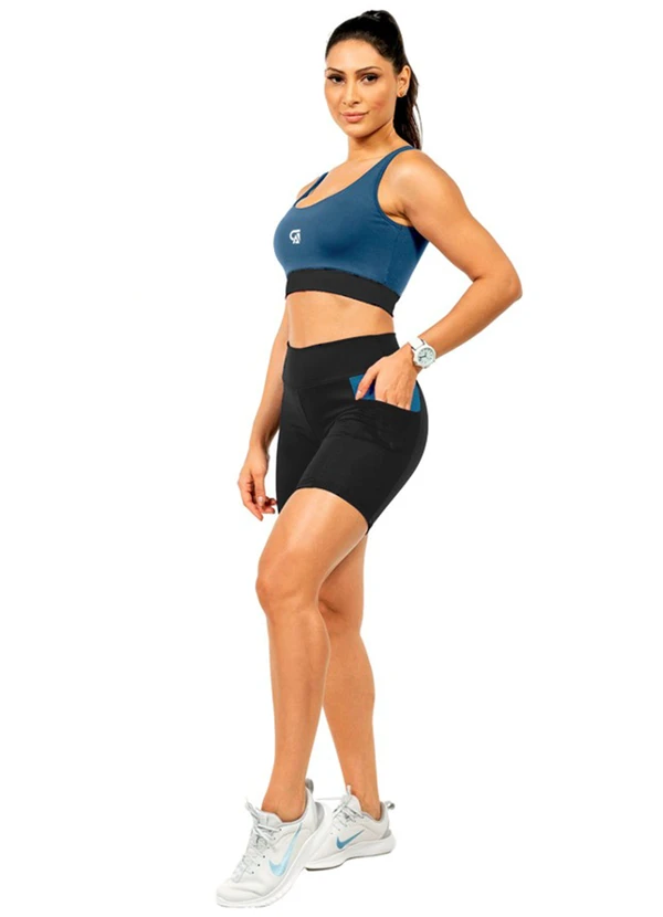 Cobertura - Short Ciclista Power FemininaAzul 2