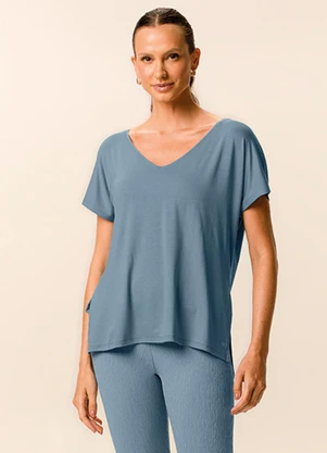 Malwee - Blusa Alongada Ampla Active Azul Pastel - MALWEE