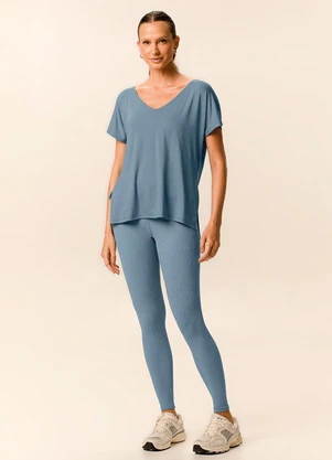 Malwee - Blusa Alongada Ampla Active Azul Pastel - MALWEE