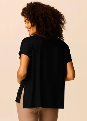 Malwee - Blusa Alongada Ampla Active Preto - MALWEE
