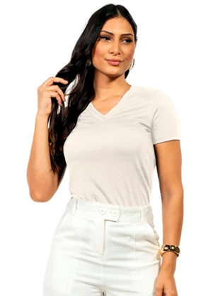 Cobertura - Blusa Ana Ruga Decote Feminina Bege - COBERTURA