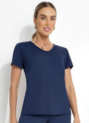 Jancris - Blusa Azul Marinho em Malha com Elastano - JANCRIS