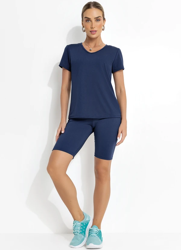 Jancris - Blusa Azul Marinho em Malha com Elastano 5