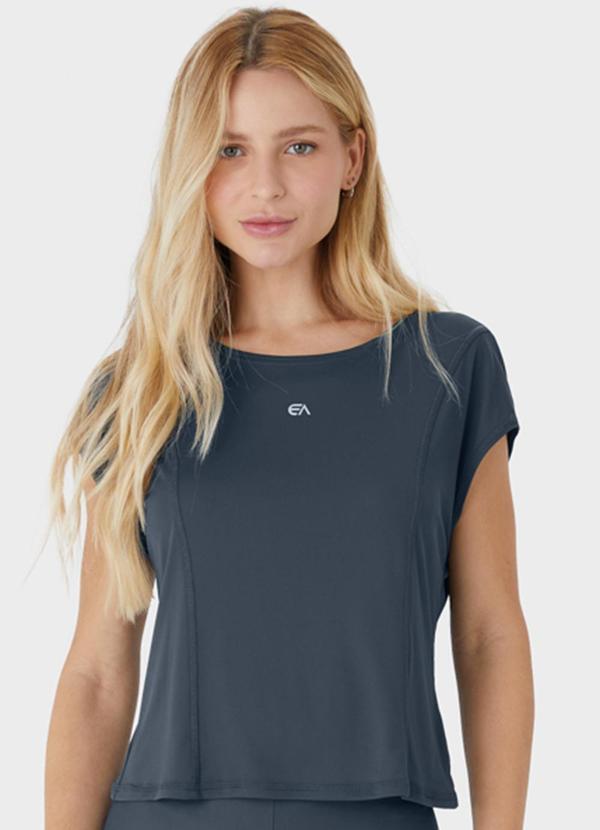 Enfim - Blusa Box Uv Dry Active Cinza Chumbo