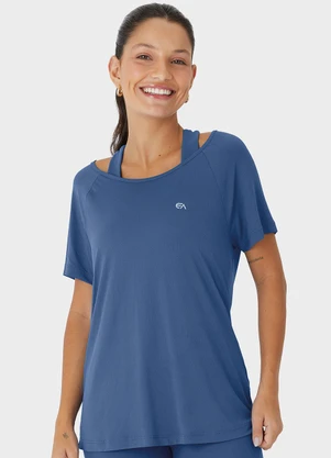 Enfim - Blusa Creponada com Refletivo Active Azul - ENFIM