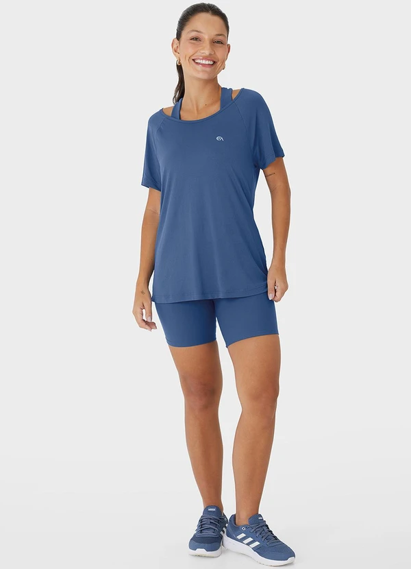 Enfim - Blusa Creponada com Refletivo Active Azul 2