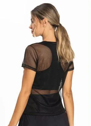 Rovitex - Blusa Feminina Fitness Tule Ftk Preto - ROVITEX