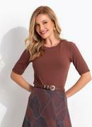 Blusa Marrom em Malha Canelada