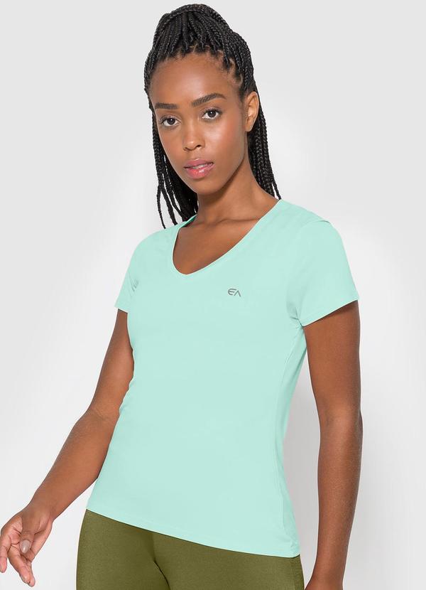 Enfim - Blusa Verde Água Slim Decote V