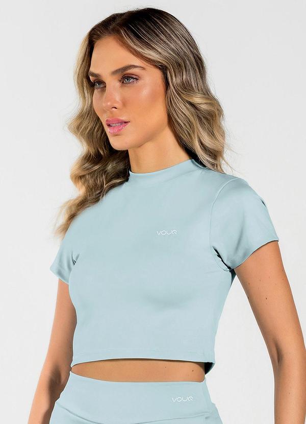 Vouq - Cropped Fitness Fit-Tech Goes com Manga Azul