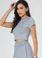 Vouq - Cropped Fit-Tech Goes com Manga Amêndoa - variação: Chumbo