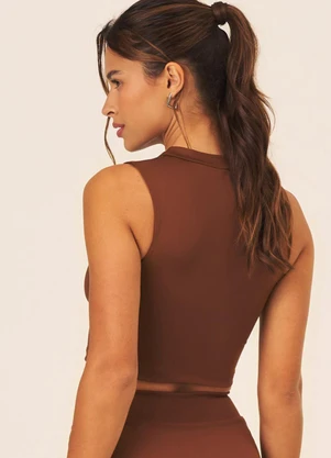 Vouq - Cropped Fitness Fit-Tech Sport Regata Marrom - VOUQ