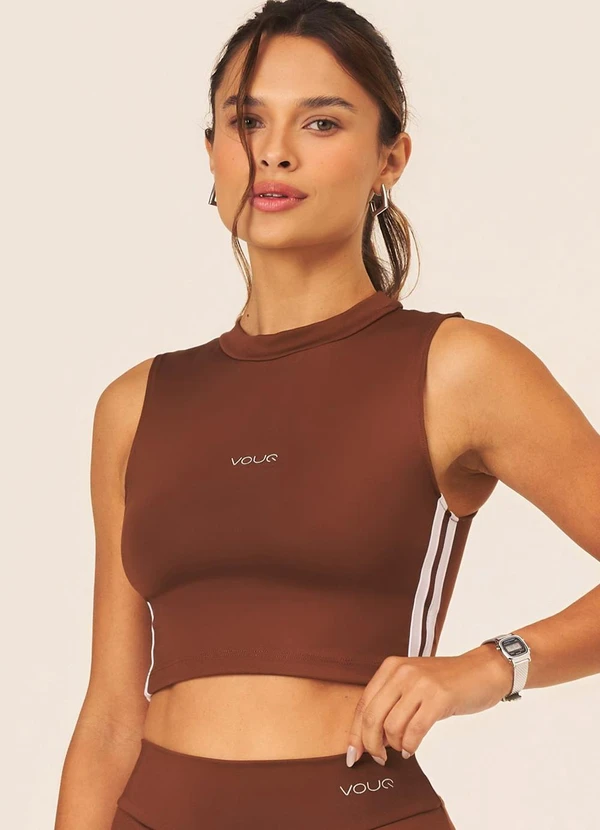 Vouq - Cropped Fitness Fit-Tech Sport Regata Marrom