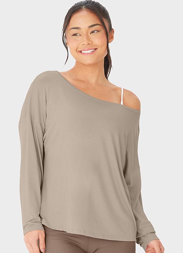 Enfim - Blusa Ampla em Malha Essence Active Bege