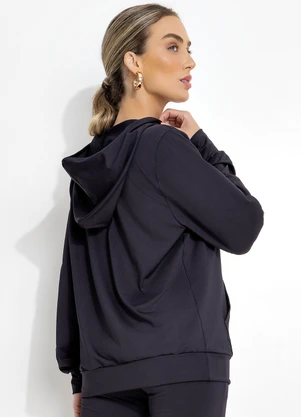 Jancris - Casaco Preto em Malha com Elastano - JANCRIS