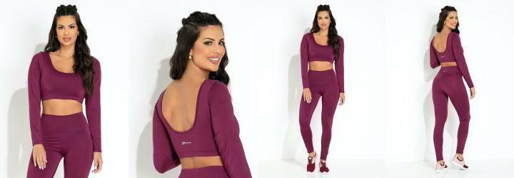 Cropped Bord com Manga Sawary Fitness