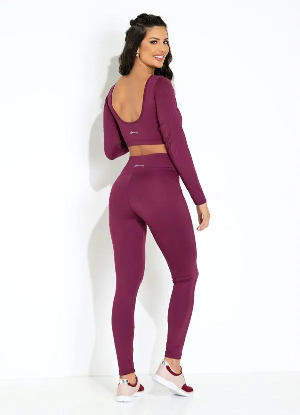 Sawary Fitness - Cropped Bordô com Manga Sawary Fitness 4