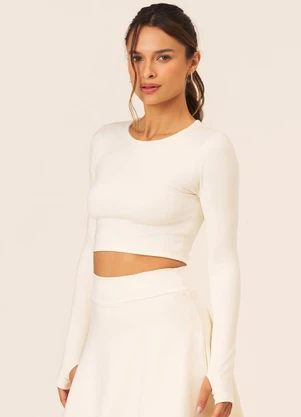Vouq - Cropped Fit-Tech Jade Manga Longa Creme - VOUQ