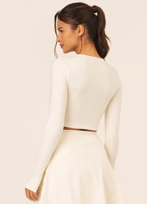 Vouq - Cropped Fit-Tech Jade Manga Longa Creme - VOUQ
