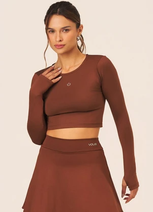 Vouq - Cropped Fit-Tech Jade Manga Longa Marrom - VOUQ