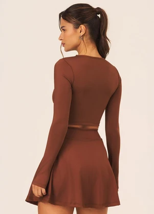 Vouq - Cropped Fit-Tech Jade Manga Longa Marrom - VOUQ