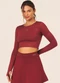 Vouq - Cropped Fit-Tech Jade Manga Longa Creme - variação: Marsala