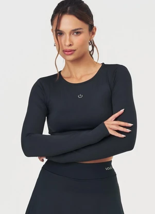 Vouq - Cropped Fit-Tech Jade Manga Longa Preto - VOUQ
