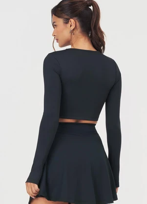Vouq - Cropped Fit-Tech Jade Manga Longa Preto - VOUQ