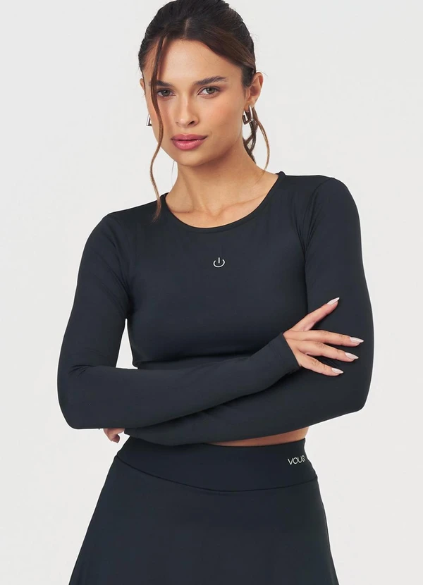 Vouq - Cropped Fit-Tech Jade Manga Longa Preto