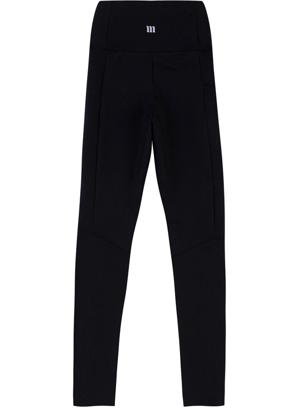 Malwee - Calça Legging Canelada Malha Dry Preto 2